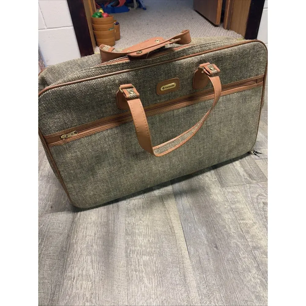 NEW Vintage Samsonite Tweed Suitcase Special Collection Luggage Travel Case